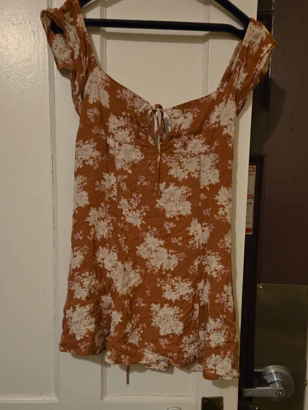 Timing Rust Floral Mini Dress with White Print